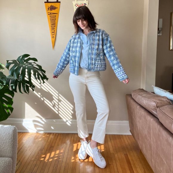 NWT Free People Kara Quilted Cardi / Pacific Combo - Picture 5 of 9